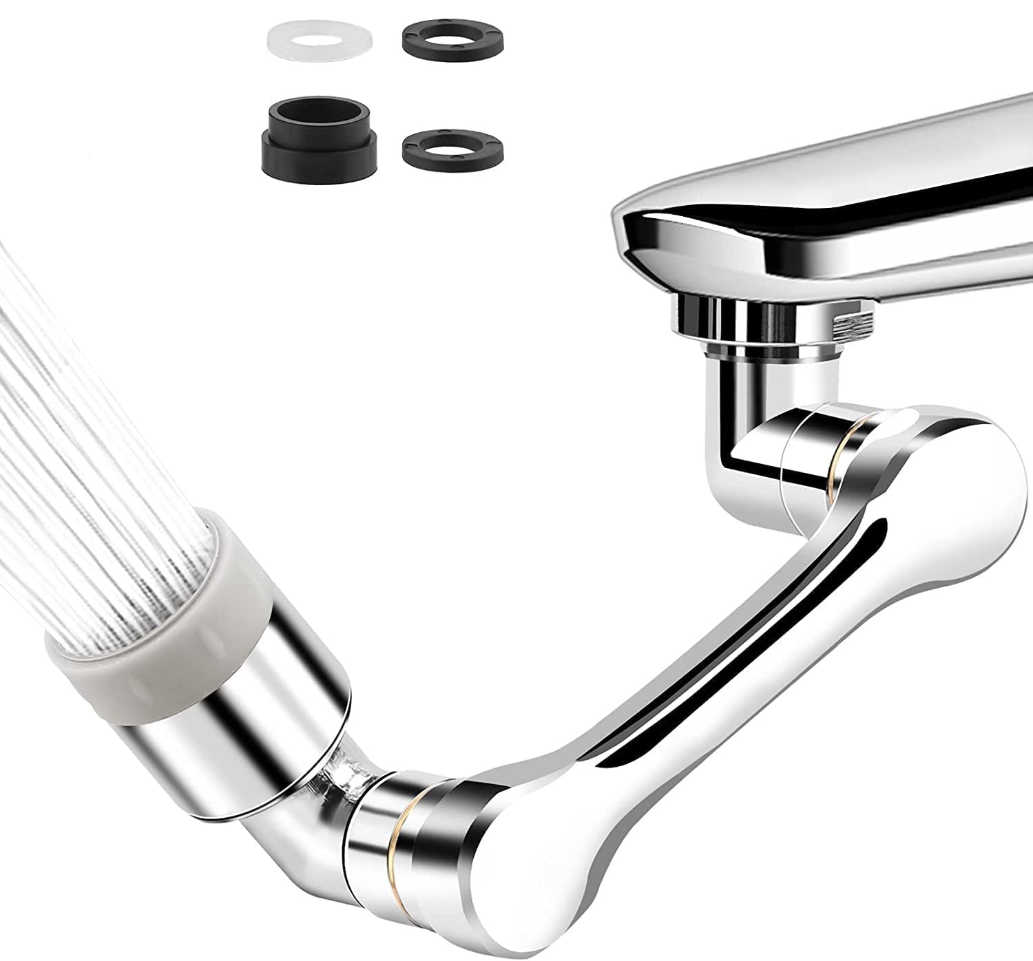 1080° Swivel Faucet-Extender Sink-Aerator - 2 Mode Splash Water Filter Extension, Kitchen Bathroom 360° Rotatable Spray Attachment, Multifunctional Universal Robotic Arm -Wash Hand/Hair/Face