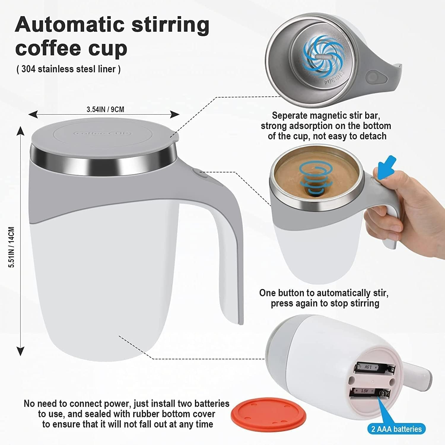 Automatic Magnetic Self Stirring Coffee Mug with Lid | Portable Mug — main product image