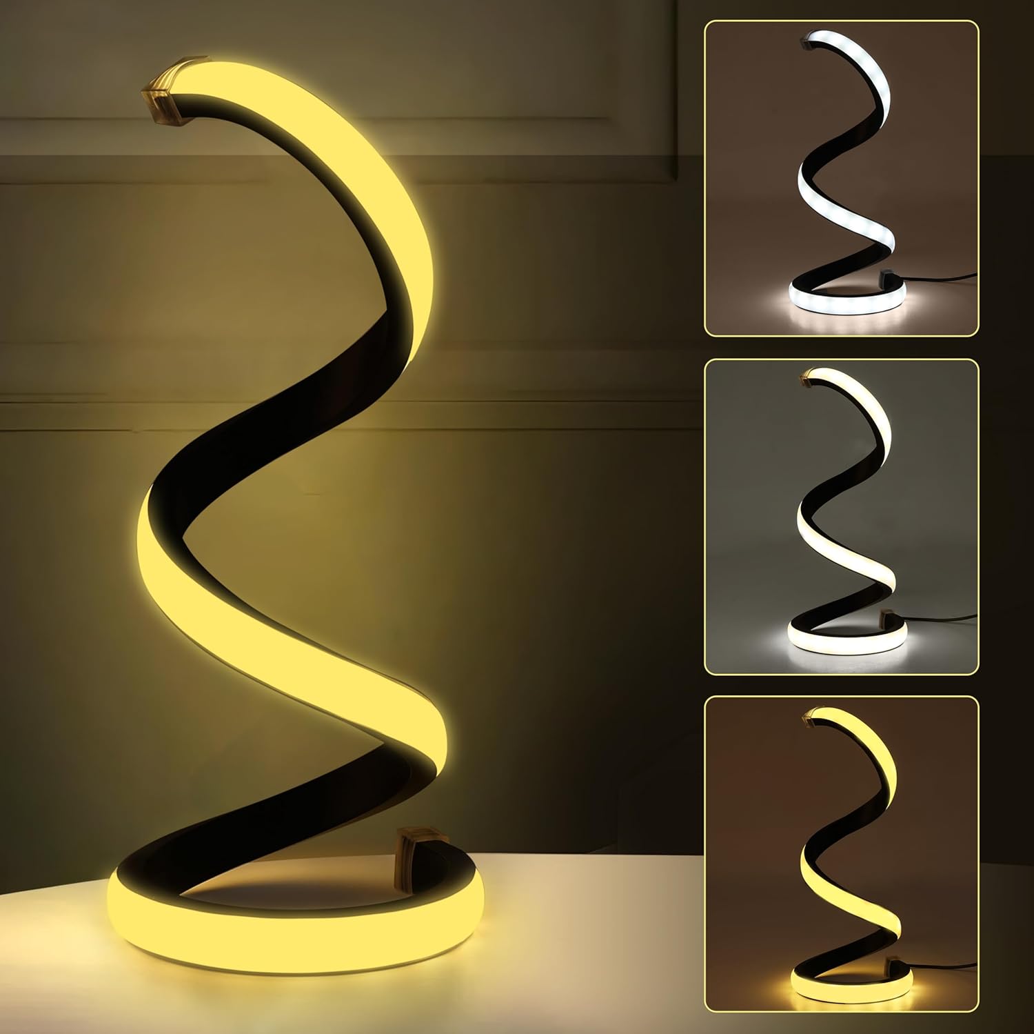 Gesto 5V LED Table Lamp – USB Powered with Dimmable 3-Color Changeable Led Lamp | Decorative Lighting Spiral Shape Stylish Night Lamp for Bedroom, Living Room, Study & Side Table