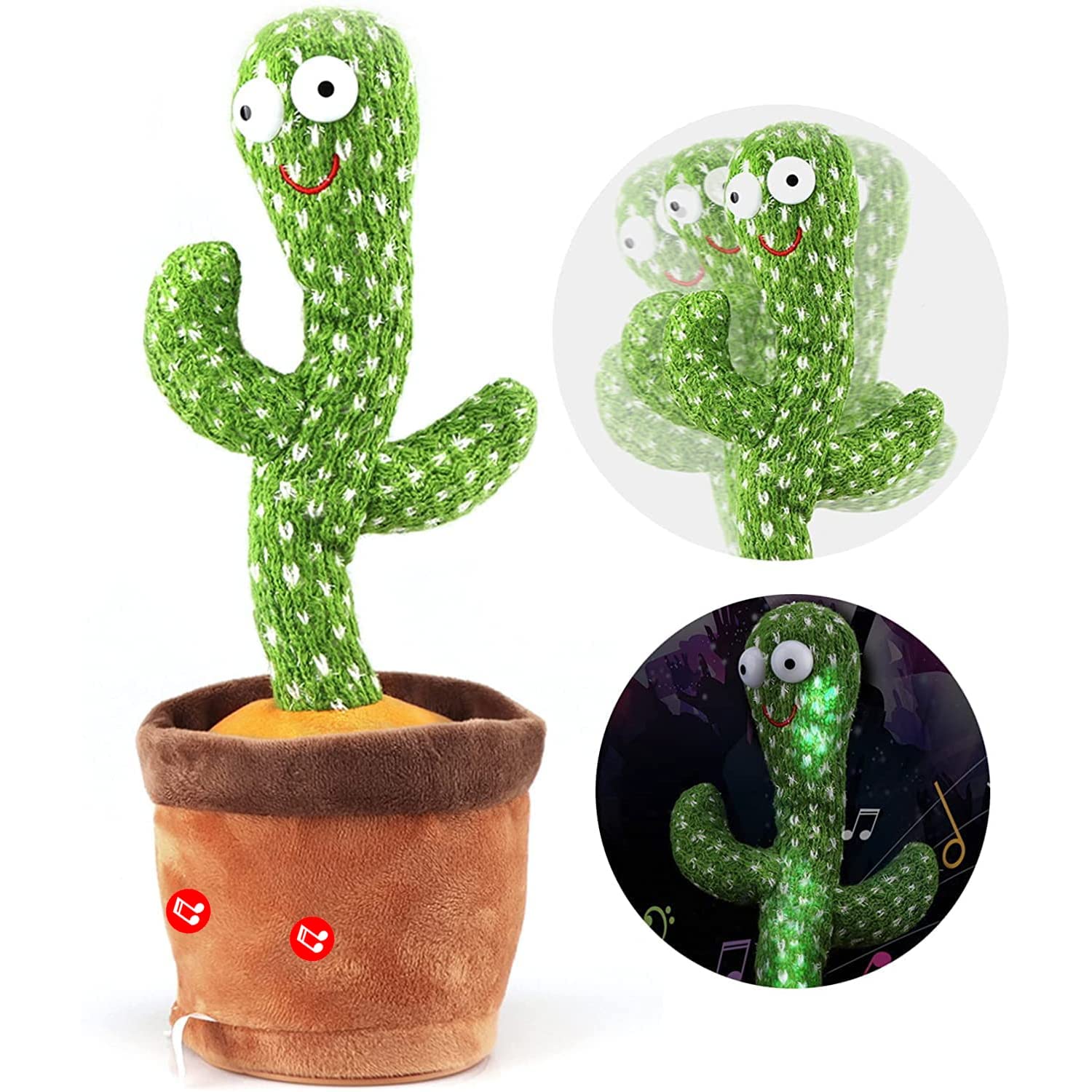 Wearslim® Electronic Recorder & Repeating Dancing Cactus Toy, Kids Plush Toy Repeating What You Say with 120 English Songs