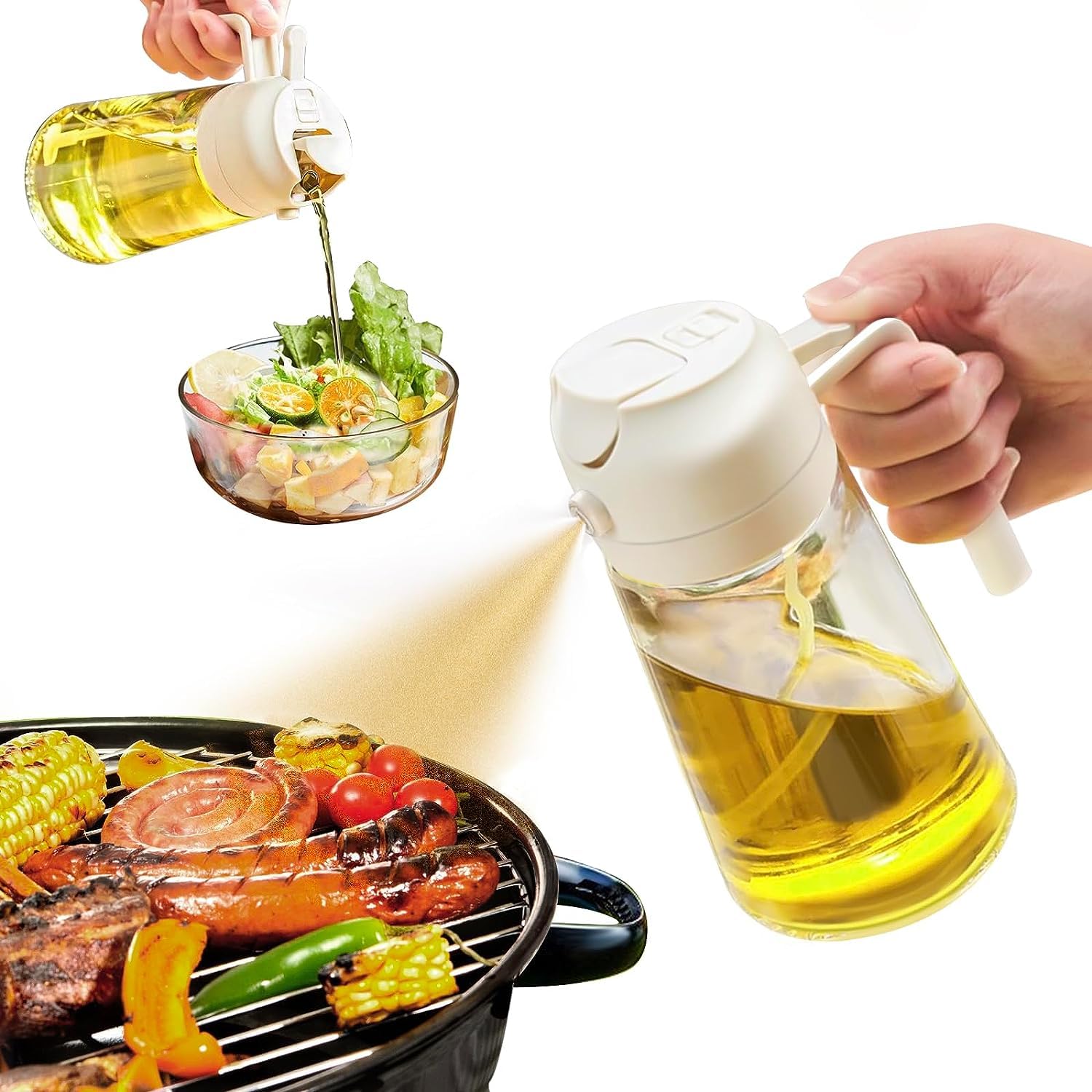 Oil Sprayer Dispenser Bottle 500ml Portable Sprayer Glass Bottle with Premium Nozzle
