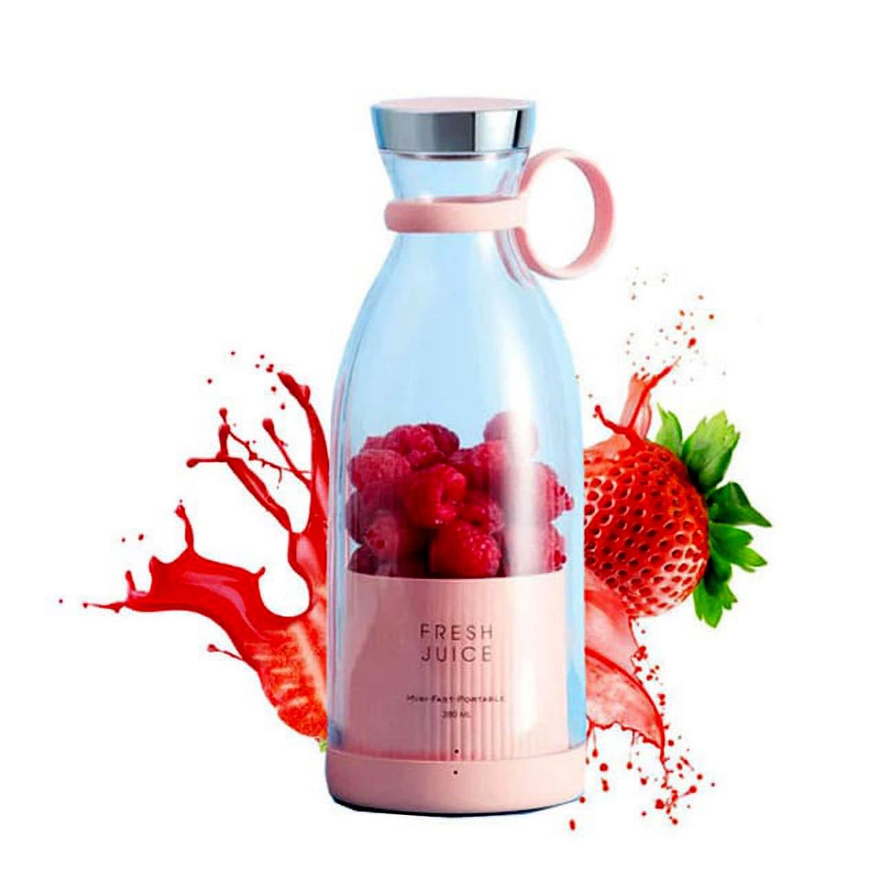 Portable Blender for Shakes and Smoothies Juicer Mini Size Personal Blender Cordless Hand Held USB Rechargeable On The Go Blender for School Work & Travel Use Pink, In built Jar