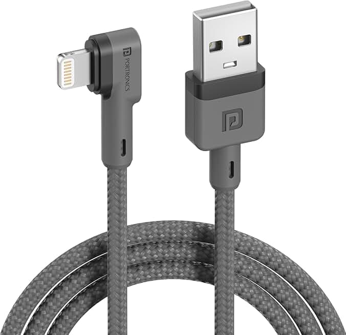 Portronics Konnect L 1.2M Fast Charging 3A 8 Pin USB Cable with Charge & Sync Function for iPhone, iPad