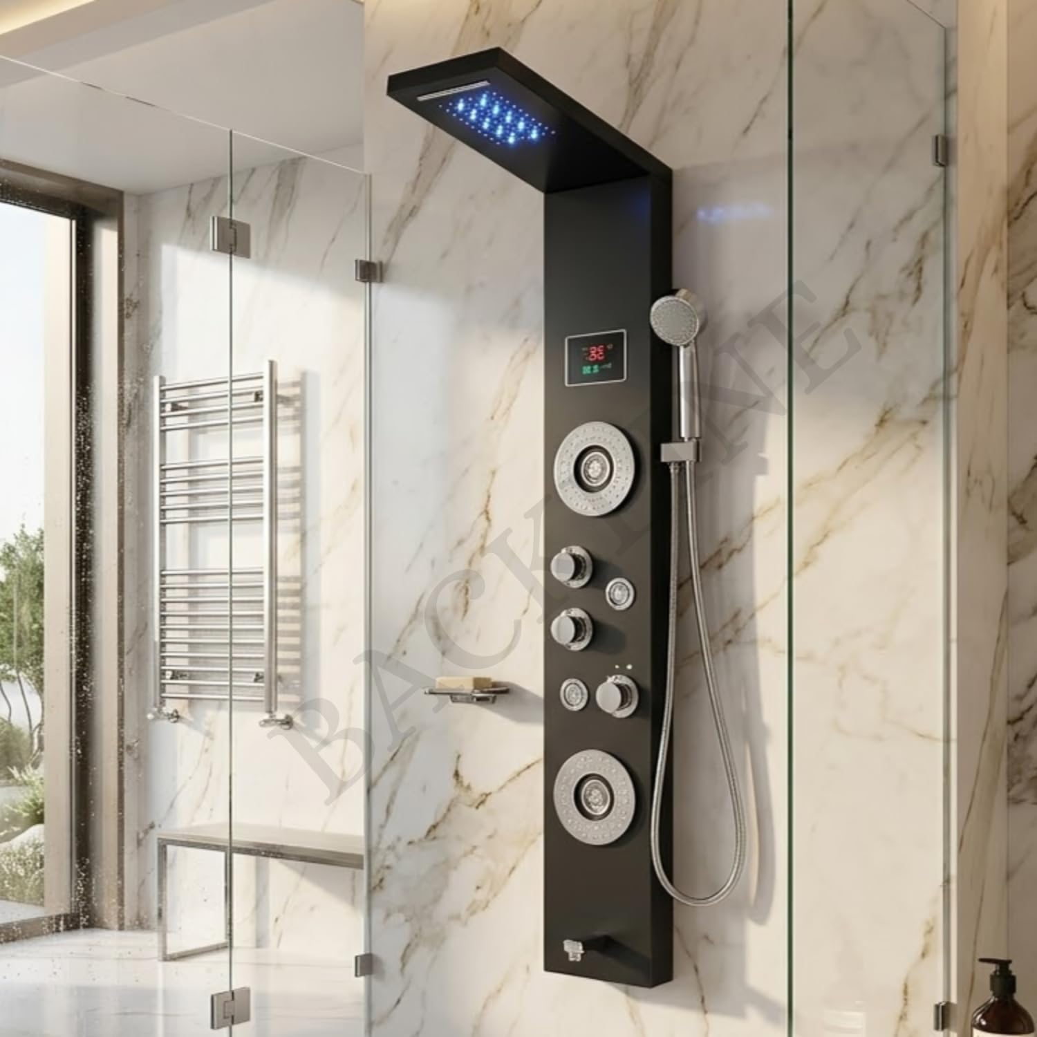 Shower Panels For Bathroom SUS 304 7 in 1 Thermostatic Shower System With Temperature Display Rainfall Shower