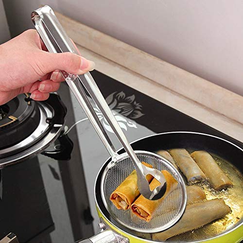 Stainless Steel Filter Spoon and Clip Kitchen Fried Gadget Accessory, 30X10X2 Cm, Silver