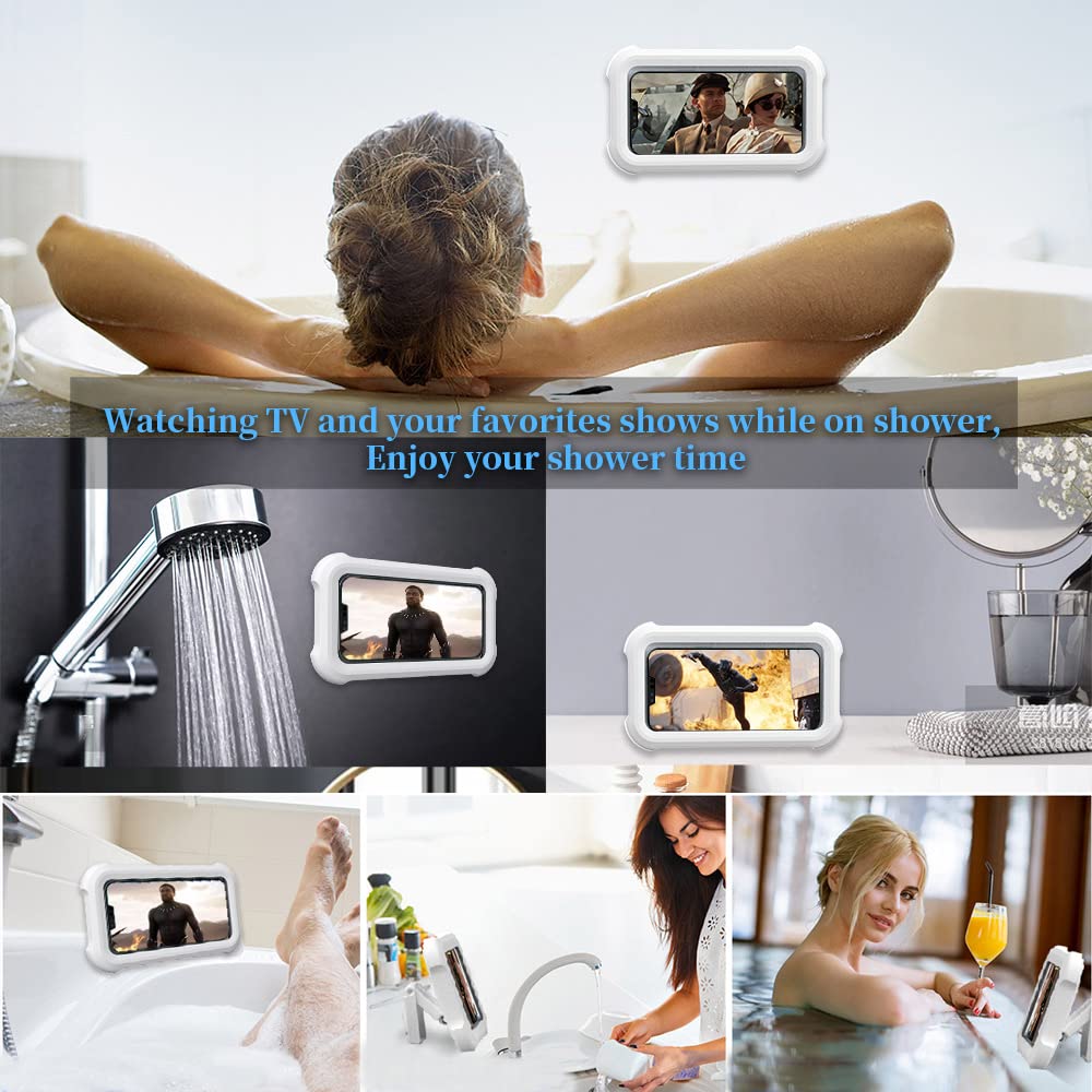 Upgraded 480° Rotating Shower Smartphones Holder Waterproof Case with Touch Screen,OOLYICO Shower Accessories Guardian Buddy Holder Wall Mount Shelf in Bathroom Bathtub for 4" - 7" Cell Phone - View 6