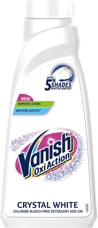 Vanish Crystal White 800 Ml,Fabric Whitener|Detergent Add-On Liquid|Instant Stain Remover|Chlorine Bleach Free|With All Washing Detergent Powders And Liquids|World'S #1 Stain Remover Brand