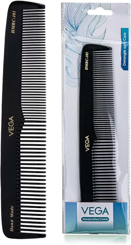 VEGA Handcrafted Graduated Dressing Comb for Men & Women, Detangling, Daily Grooming | Cellulose Acetate Derived Non-petroleum Based Material from Plant,