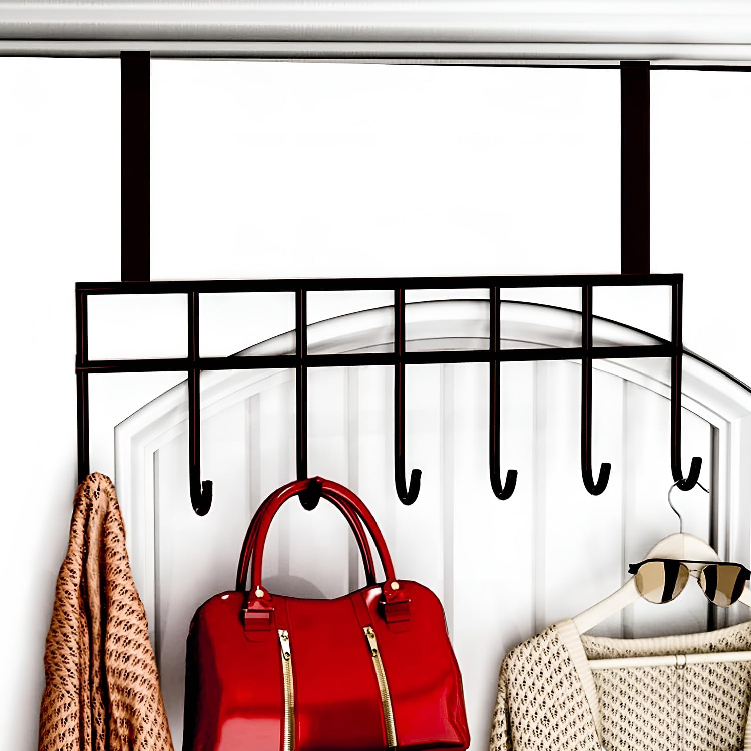WonderStand The Earth Store Strong Carbon Metal Over Door Hook Hanger for Cloths , Suitable for Bathroom, Bedroom, Kitchen