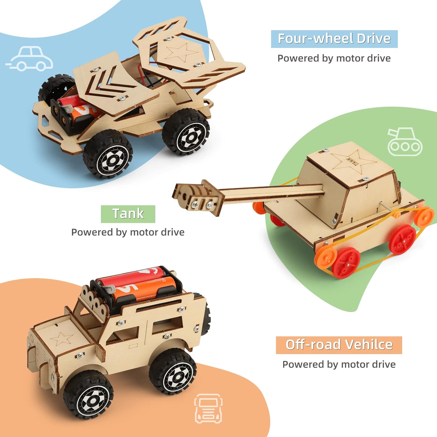 Yutin STEM Kits for Kids Age 8-10 10-12, 6 Set Wood Building Projects Crafts Science Model Car Kits for Kids Age 8-12, Wooden 3D Puzzles, STEM Toys for Boys 8 9 10 12 13 Year Old Birthday Gifts - View 4