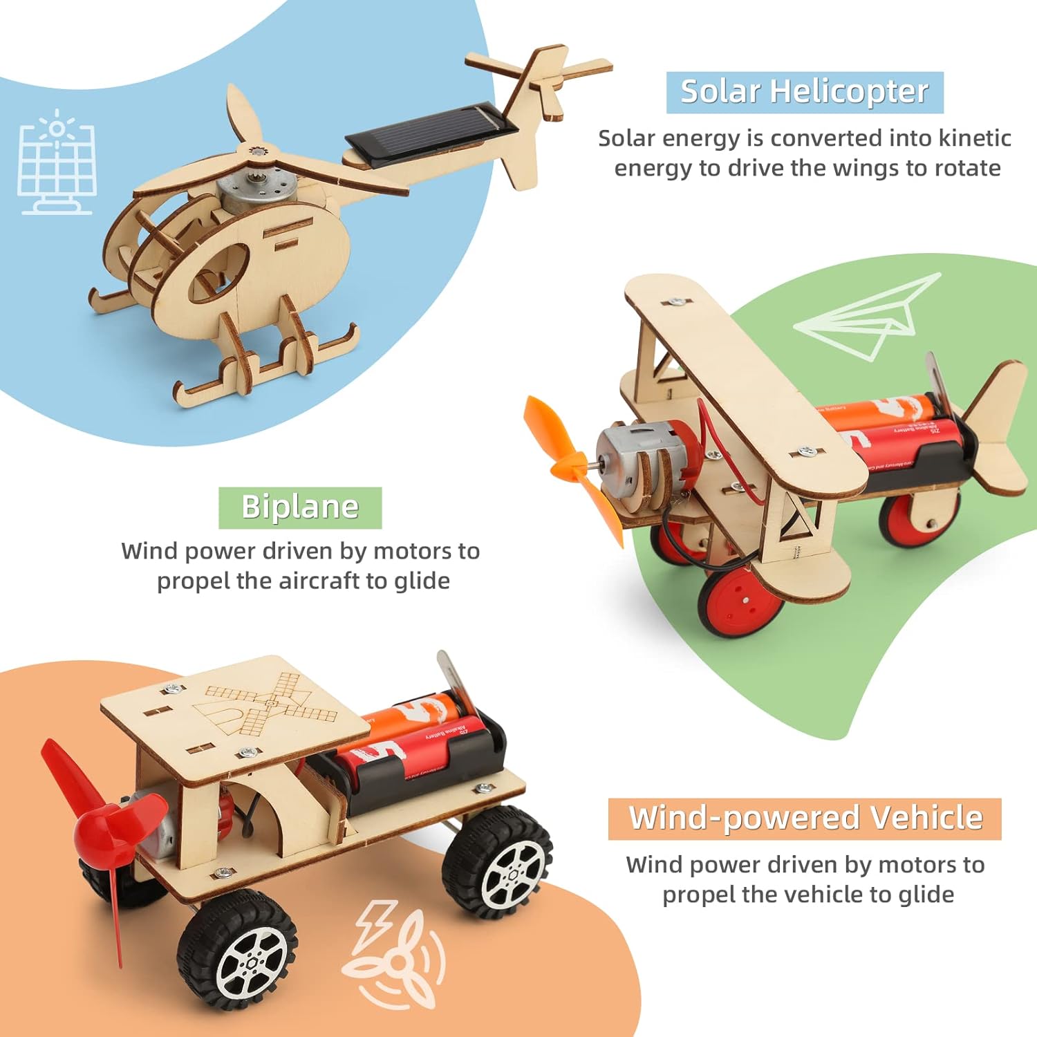 Yutin STEM Kits for Kids Age 8-10 10-12, 6 Set Wood Building Projects Crafts Science Model Car Kits for Kids Age 8-12, Wooden 3D Puzzles, STEM Toys for Boys 8 9 10 12 13 Year Old Birthday Gifts - View 5