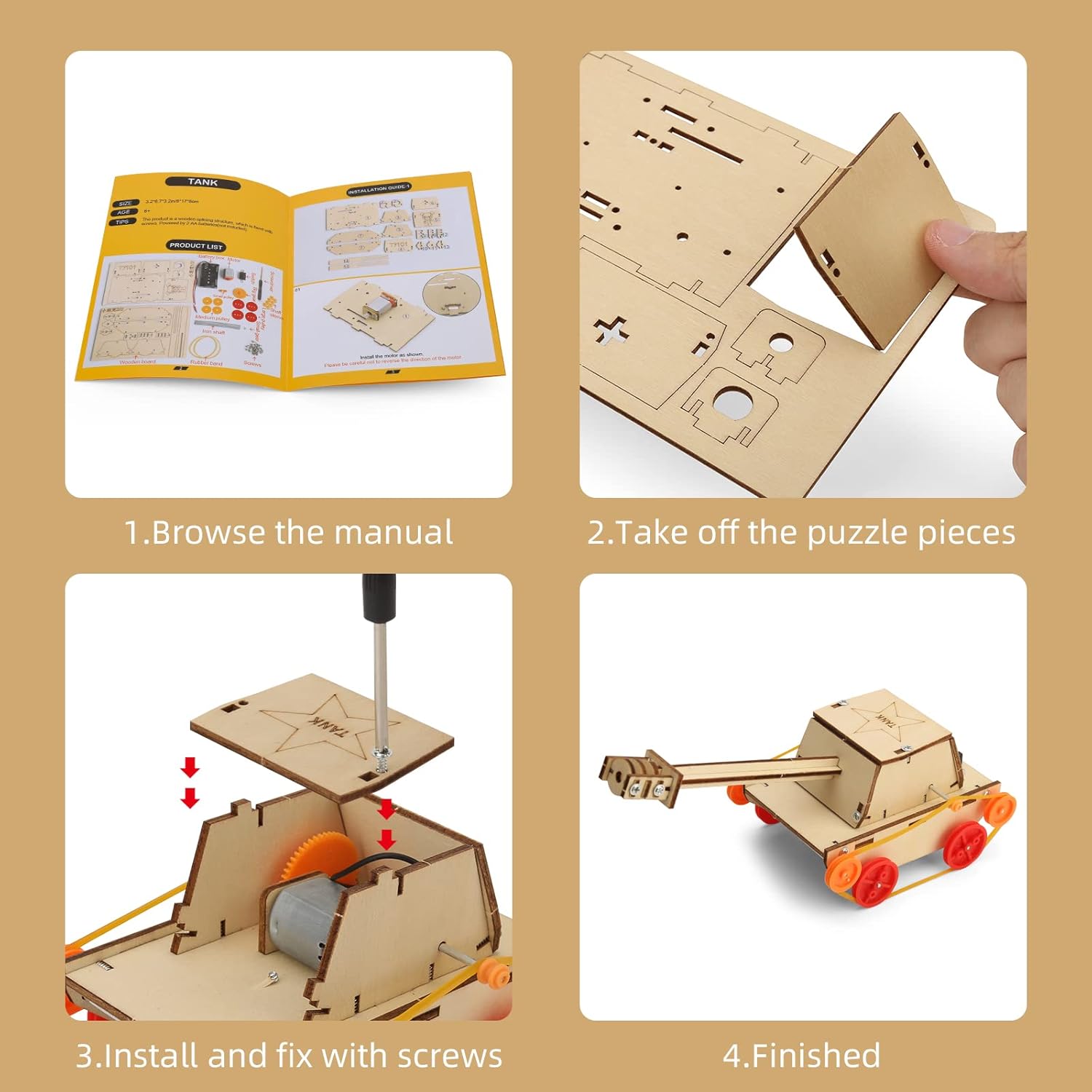 Yutin STEM Kits for Kids Age 8-10 10-12, 6 Set Wood Building Projects Crafts Science Model Car Kits for Kids Age 8-12, Wooden 3D Puzzles, STEM Toys for Boys 8 9 10 12 13 Year Old Birthday Gifts - View 9