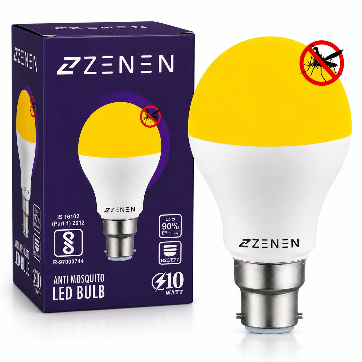 Zenen Anti Mosquito Lamp Led Mosquito Bulb Lighting Yellow Led Bug Light Bulb No Blue Light 220V-240V Led 10 - Watt Electric Insect Killer Indoor, Outdoor
